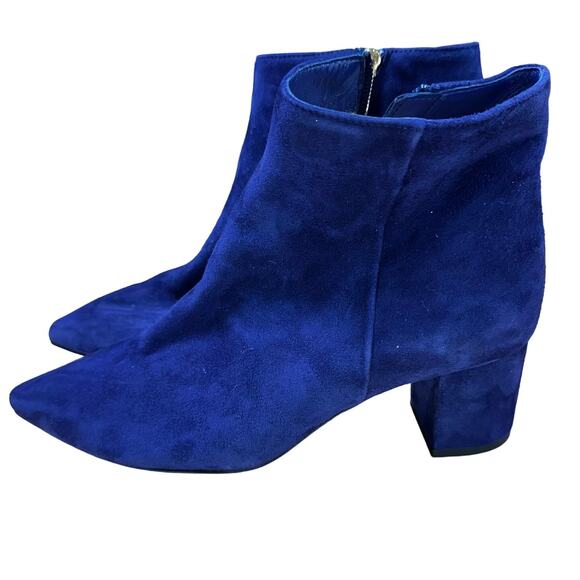 L'AGENCE NWOB Jeanne Block Heel Bootie Midnight Navy Blue Suede Size 39 (US 9) - Picture 1 of 8